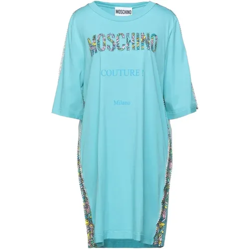 Couture T-Shirt Kleid mit Buntem Logo - Moschino - Modalova