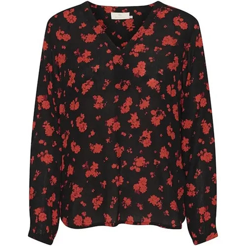 Floral Print Long Sleeve Blouse Top , female, Sizes: M, L, 2XL, S - Kaffe - Modalova