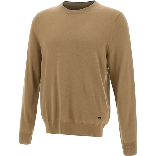 Herren Wollpullover, Kamel mit schwarzem Paspel , Herren, Größe: 2XL - Paul Smith - Modalova