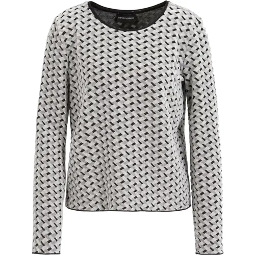 Devoré Touch Pullover Rundhalsausschnitt Langarm , Damen, Größe: S - Emporio Armani - Modalova