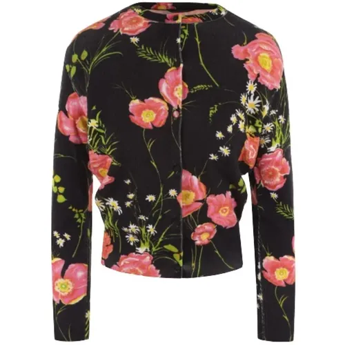 Poppy Print Cropped Cardigan , female, Sizes: S - Balenciaga - Modalova