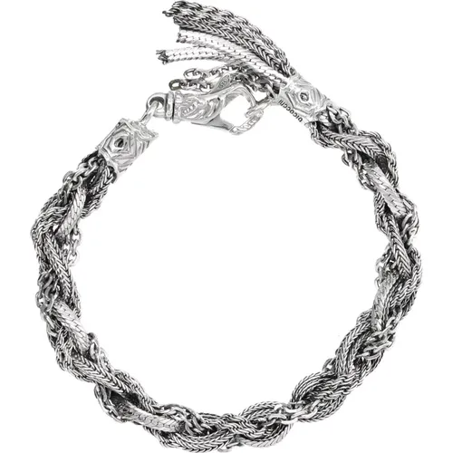 Stylish Round Braid Bracelet , unisex, Sizes: L, M - Emanuele Bicocchi - Modalova