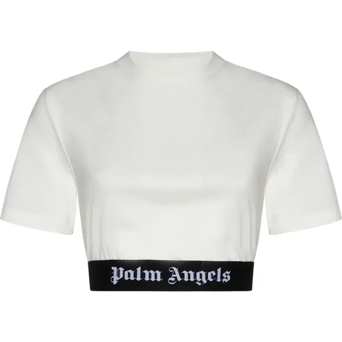 Logo-Jacquard Rundhals T-shirts - Palm Angels - Modalova