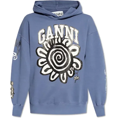 Hoodie with logo , female, Sizes: 2XS/XS - Ganni - Modalova