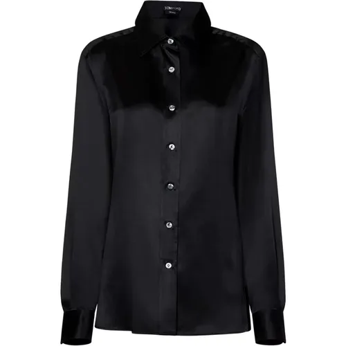 Silk Satin Shirt with Mother-of-Pearl Buttons , female, Sizes: M - Tom Ford - Modalova