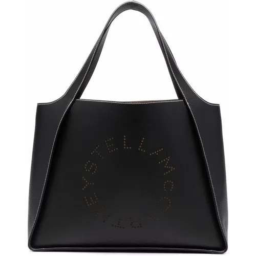 Schwarze Kunstleder-Logo-Tote-Tasche - Stella Mccartney - Modalova