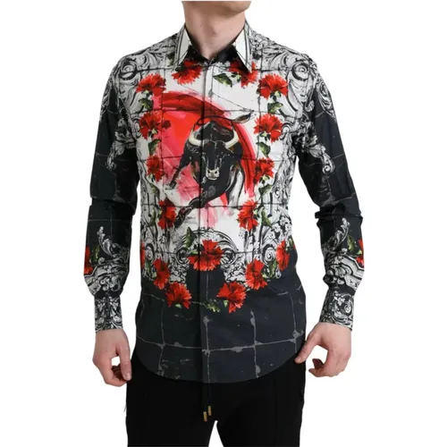Blumenstier Baumwollhemd , Herren, Größe: M - Dolce & Gabbana - Modalova