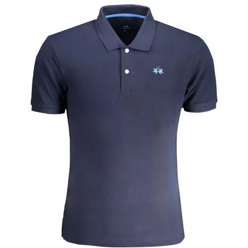 Blaues Baumwoll-Poloshirt mit Stickerei , Herren, Größe: 2XL - LA MARTINA - Modalova