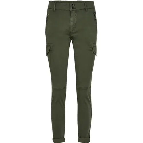 Stylische Army Grüne Hose mit Elastischem Bund , Damen, Größe: W25 - MOS MOSH - Modalova