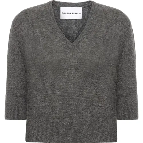 Deep v-neck knit , female, Sizes: XS, S - Emerson Renaldi - Modalova