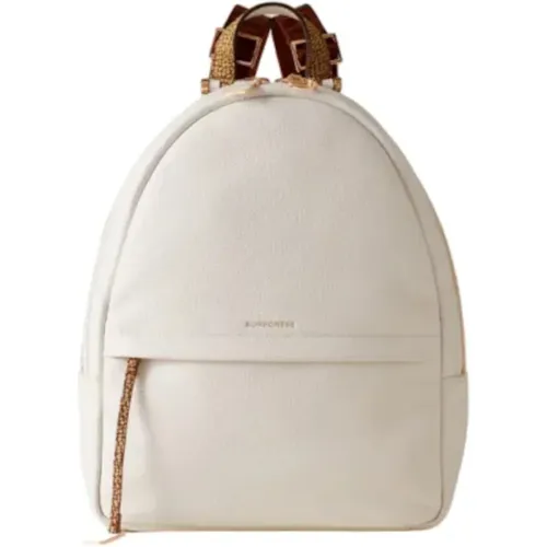 Leather Backpack Cream , female, Sizes: ONE SIZE - Borbonese - Modalova