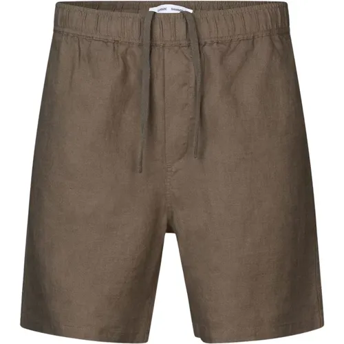 Linen Mid-Waist Shorts with Pockets , male, Sizes: M, L - Samsøe Samsøe - Modalova