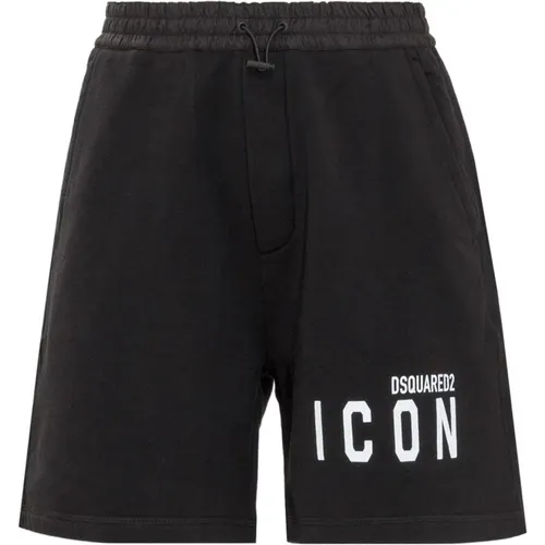 Schwarze Logo Baumwoll Shorts Ss22 - Dsquared2 - Modalova