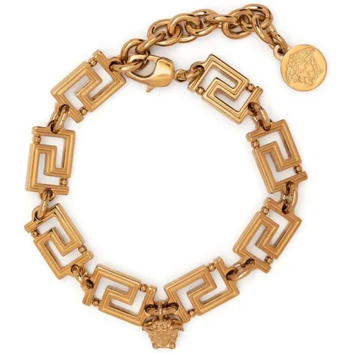 Goldene Greca Kette Medusa Charm Armband , Damen, Größe: ONE Size - Versace - Modalova