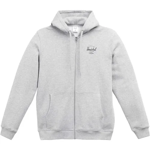 Graue Baumwoll-Basic-Zip-Hoodie Männer , Herren, Größe: L - Herschel - Modalova