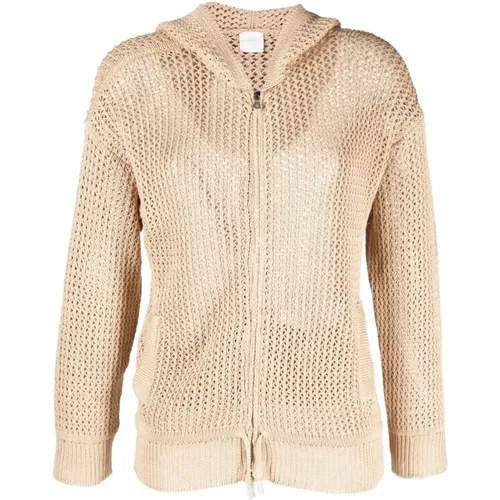 Full zip knitwear with hood , female, Sizes: M, S, L - Eleventy - Modalova