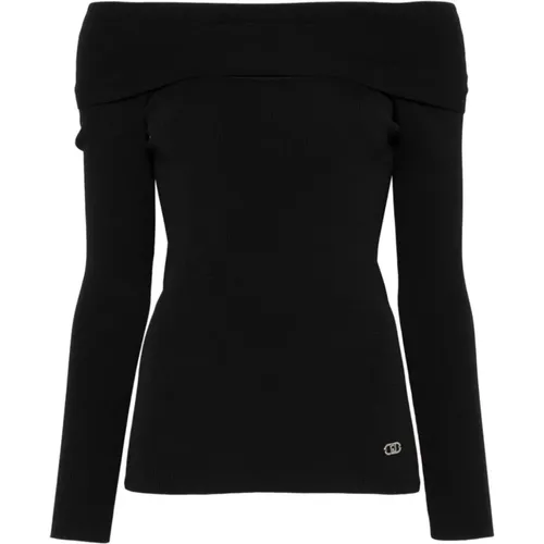 Schwarzer Off-Shoulder Sweater mit Square Neck , Damen, Größe: S - Liu Jo - Modalova