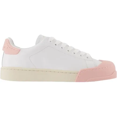 Lilly White/Light Pink Leather Bumper Sneakers , female, Sizes: 6 UK - Marni - Modalova