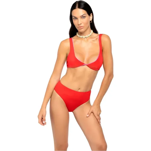 Bunte Seidige Bikini-Oberteil und Slip , Damen, Größe: M/L - 4Giveness - Modalova