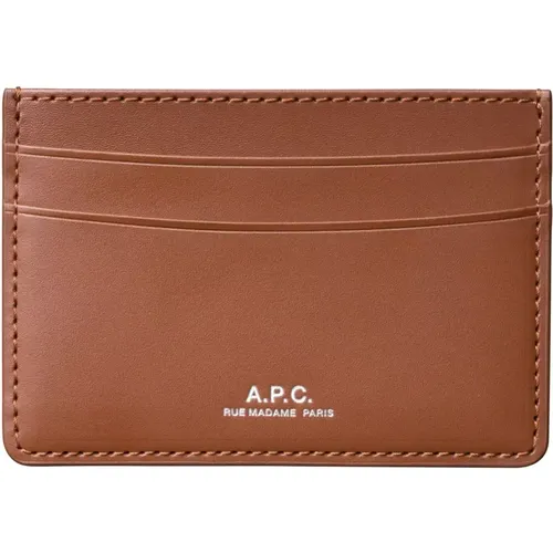 Leather Cardholder Wallet with Logo , male, Sizes: ONE SIZE - A.p.c. - Modalova