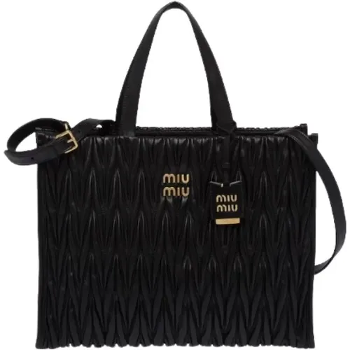Matelassé Nappa Leather Tote Bag , female, Sizes: ONE SIZE - Miu Miu - Modalova