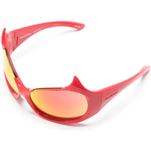 Rote Sonnenbrille mit Original-Etui , Damen, Größe: ONE Size - Balenciaga - Modalova