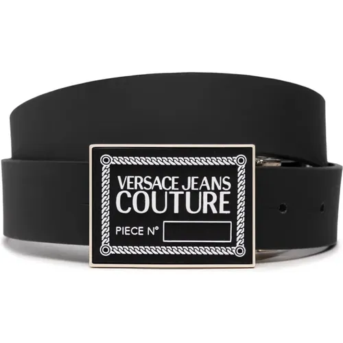 Wendbarer schwarzer Ledergürtel mit Logo , Herren, Größe: 100 CM - Versace Jeans Couture - Modalova