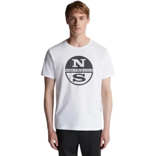 Organisches T-Shirt mit Rundhalsausschnitt und kurzen Ärmeln , Herren, Größe: XL - North Sails - Modalova