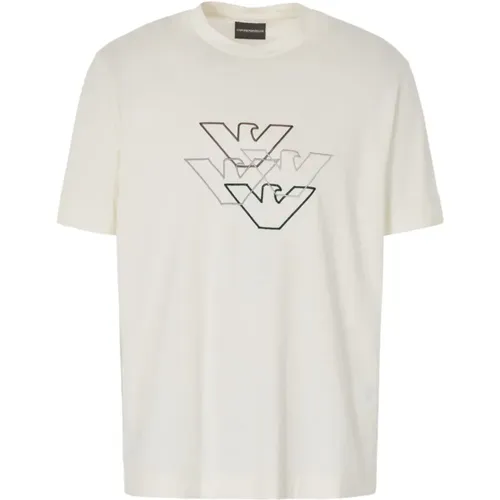 Logo-Print Baumwoll T-Shirt - Emporio Armani - Modalova