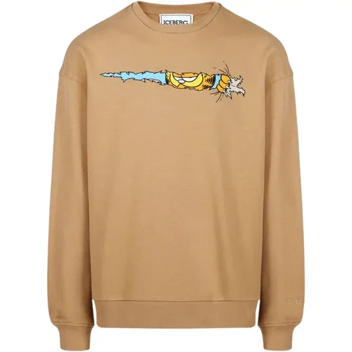 Garfield Print Crewneck Sweatshirt - Iceberg - Modalova