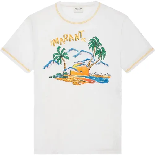 Summer Print Cotton T-Shirt , female, Sizes: L, S - Isabel Marant Étoile - Modalova