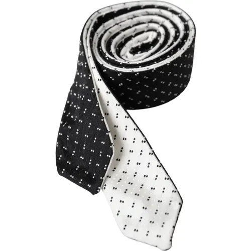 Black Patterned Adjustable Tie , male, Sizes: ONE SIZE - Dolce & Gabbana - Modalova