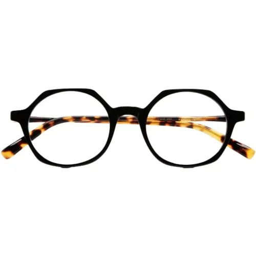 Sechseckige Brille aus schwarzem und braunem Acetat , unisex, Größe: ONE Size - Kaleos - Modalova