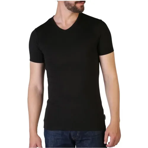Schwarze Slim Fit V-Ausschnitt T-Shirts - Bikkembergs - Modalova