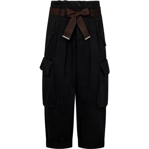 Cargo Trousers High Waist Belted , female, Sizes: XS - pinko - Modalova