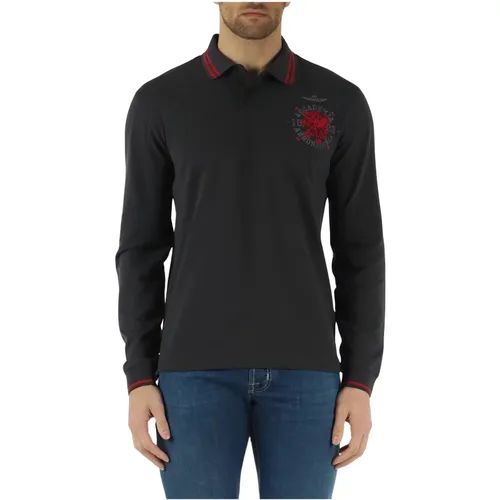 Long Sleeve Cotton Pique Polo , male, Sizes: 2XL, XL - aeronautica militare - Modalova