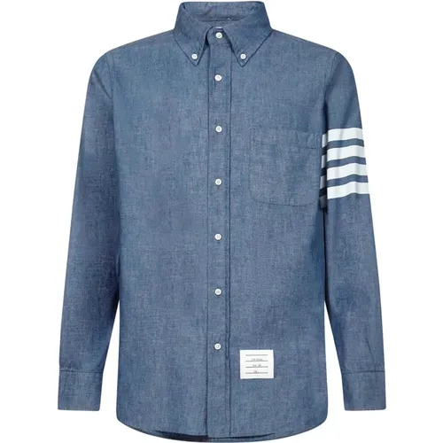 Chambray Shirt with 4-Bar Detail , male, Sizes: 2XL, L, XL, S - Thom Browne - Modalova