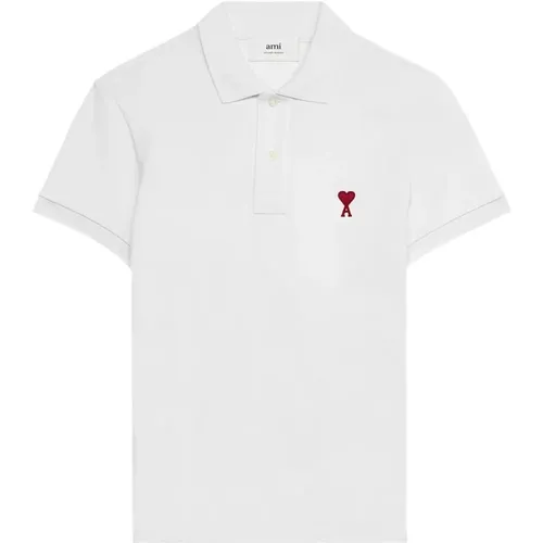 Organisches Baumwoll-Polo-Shirt - Weiß , Herren, Größe: 2XL - Ami Paris - Modalova