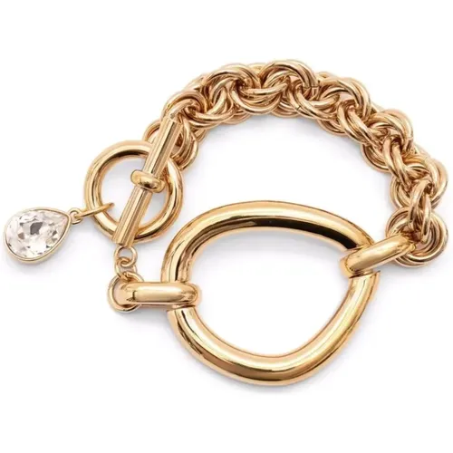 Gold Chain Bracelet with Crystal Accent , female, Sizes: ONE SIZE - JW Anderson - Modalova