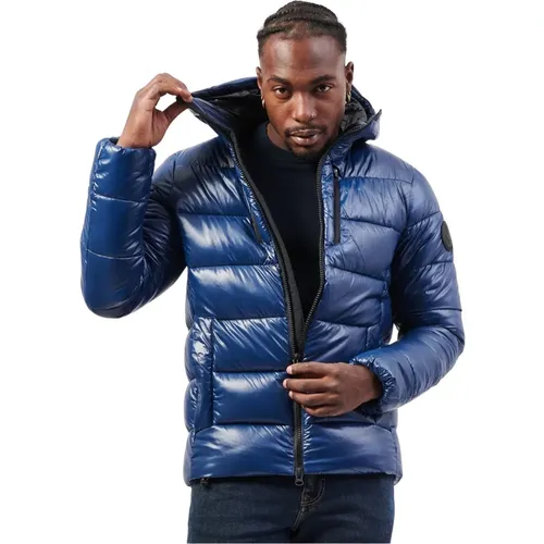 Blaue Steppjacke mit hohem Kragen , Herren, Größe: XL - Save The Duck - Modalova