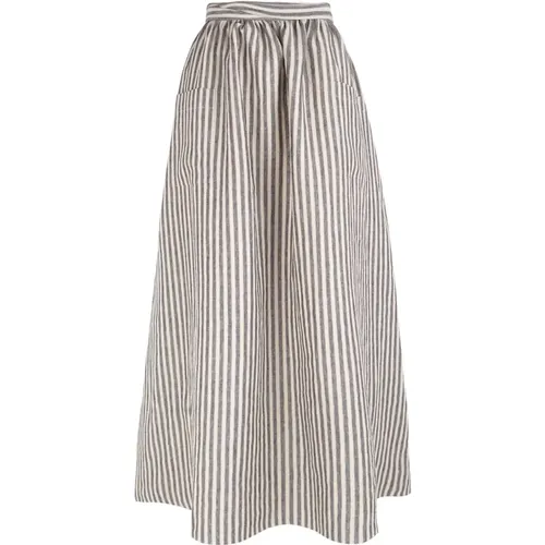 Striped Linen Wrap Skirt , female, Sizes: XL, L - Cortana - Modalova