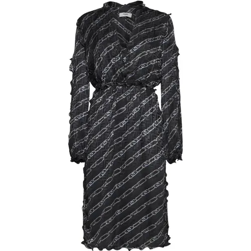 Silk Dress with Long Sleeves , female, Sizes: XS - Fendi - Modalova
