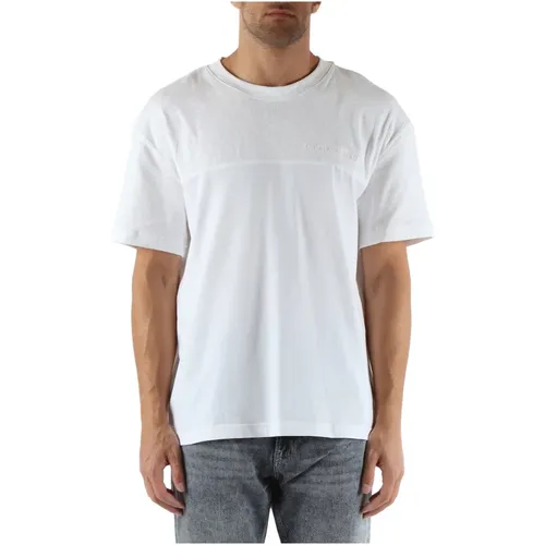 Kontrastpanel Baumwoll T-shirt , Herren, Größe: M - Calvin Klein Jeans - Modalova