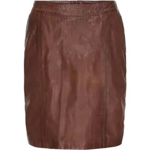 Leather Pencil Skirt with Pockets Carob , female, Sizes: M - Btfcph - Modalova