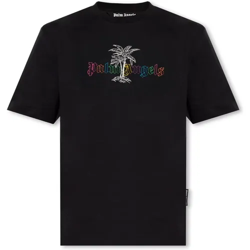 Logo-besticktes T-Shirt , Herren, Größe: 2XL - Palm Angels - Modalova