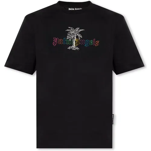 Logo-besticktes T-Shirt , Herren, Größe: S - Palm Angels - Modalova