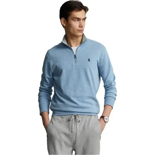 Heather Demi-Zip Polo Sweatshirt , Herren, Größe: M - Polo Ralph Lauren - Modalova