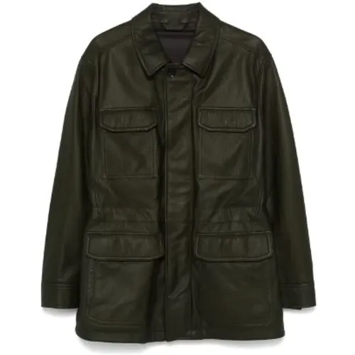 Textured Olive Safari Jacket , male, Sizes: XL, 2XL, L - Brioni - Modalova