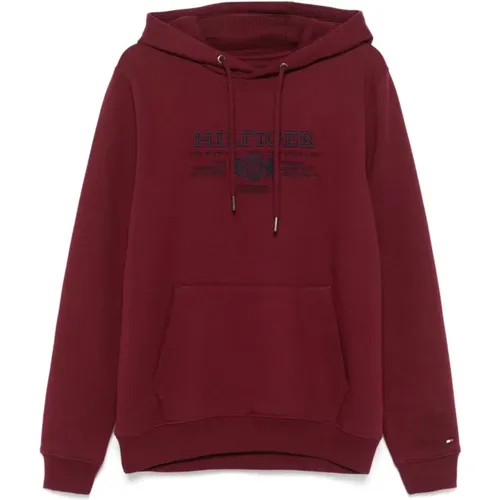 Roter Pullover mit Besticktem Logo , Herren, Größe: M - Tommy Hilfiger - Modalova