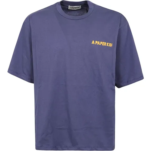 Blaues Unisex T-Shirt , Herren, Größe: M - A Paper Kid - Modalova